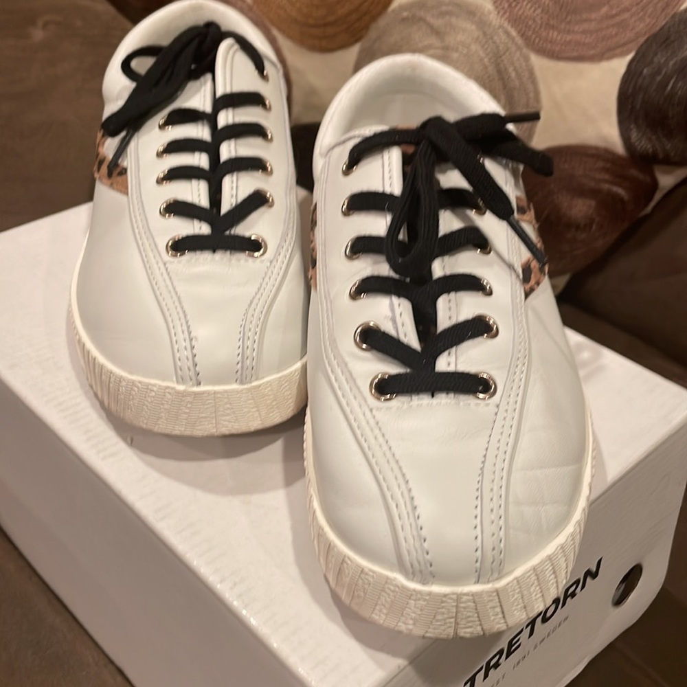☀️Tretorn wtNYLite25 Plus Vintage white/ tan + black multi leather suede ☀️ - Picture 2 of 10